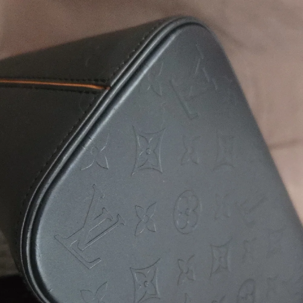 Louis Vuitton Blue Monogram Embossed Leather Tote with Brown Handles - Picture 3 of 4
